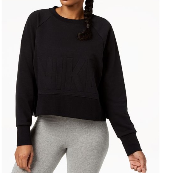 nike cropped french terry training top
